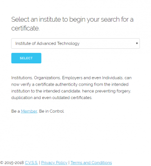 Certification Verification System Service Mobile Page